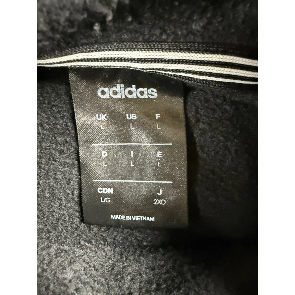 Adidas Mens Essentials 3-Stripes Hoodie Black White Fleece Pullover Size‎ L